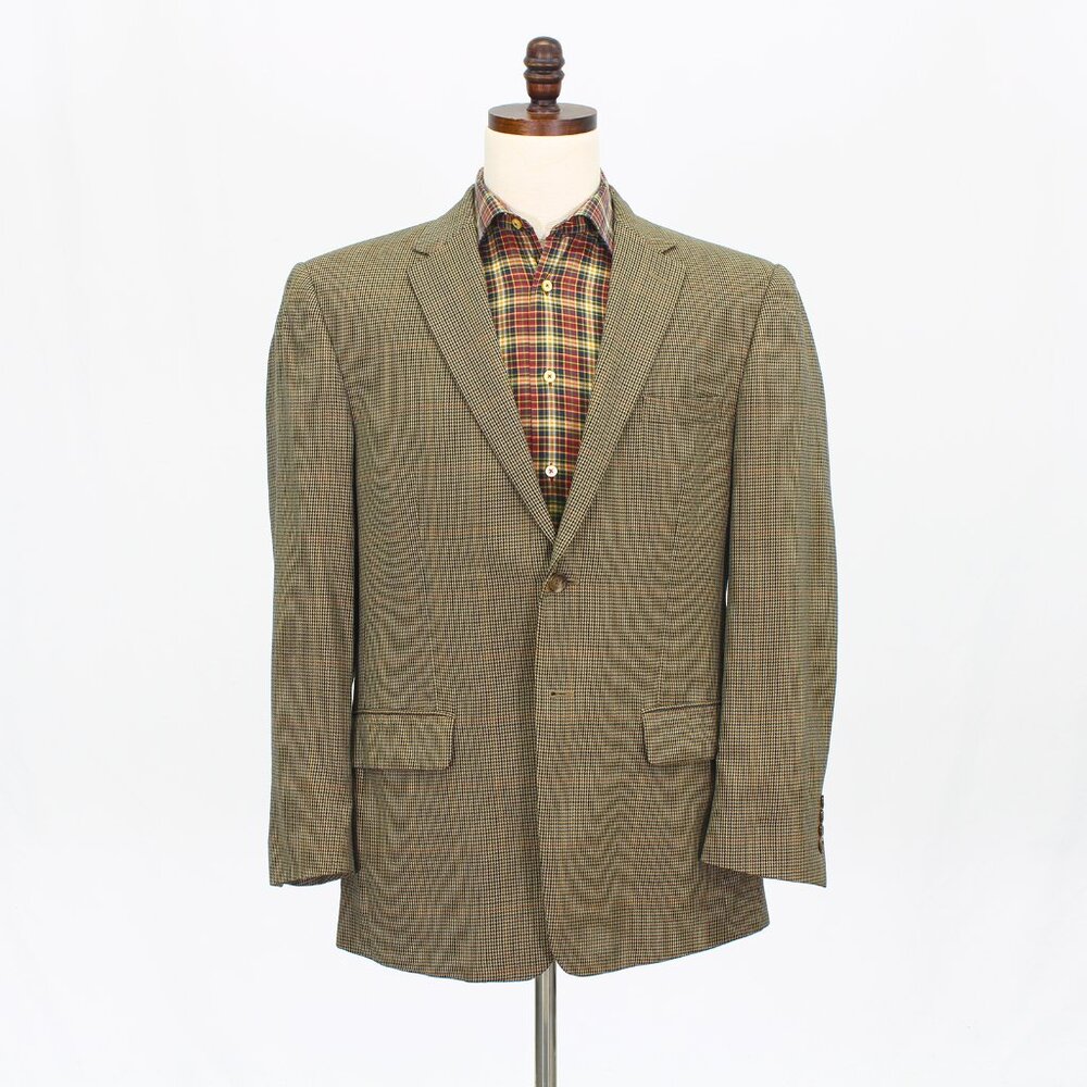 Jos. A. Bank 43R Brown Blazer Sport Coat Jacket 2-Button Check T852